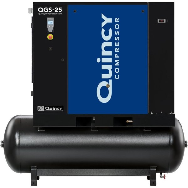 Quincy Compressor QGS 25-HP 132gal Tank Mnted Rotry Scrw Air Comprssor w/Dryer Triv/3/60 QGS 25 TMD-3